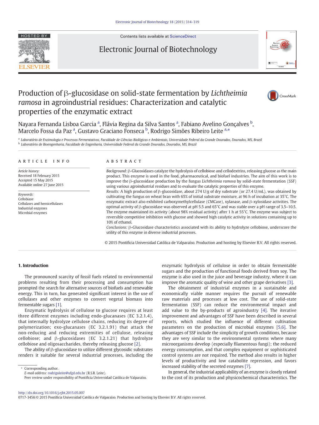 Production of Β-Glucosidase on Solid-State Fermentation by Lichtheimia Ramosa in Agroindustrial Residues