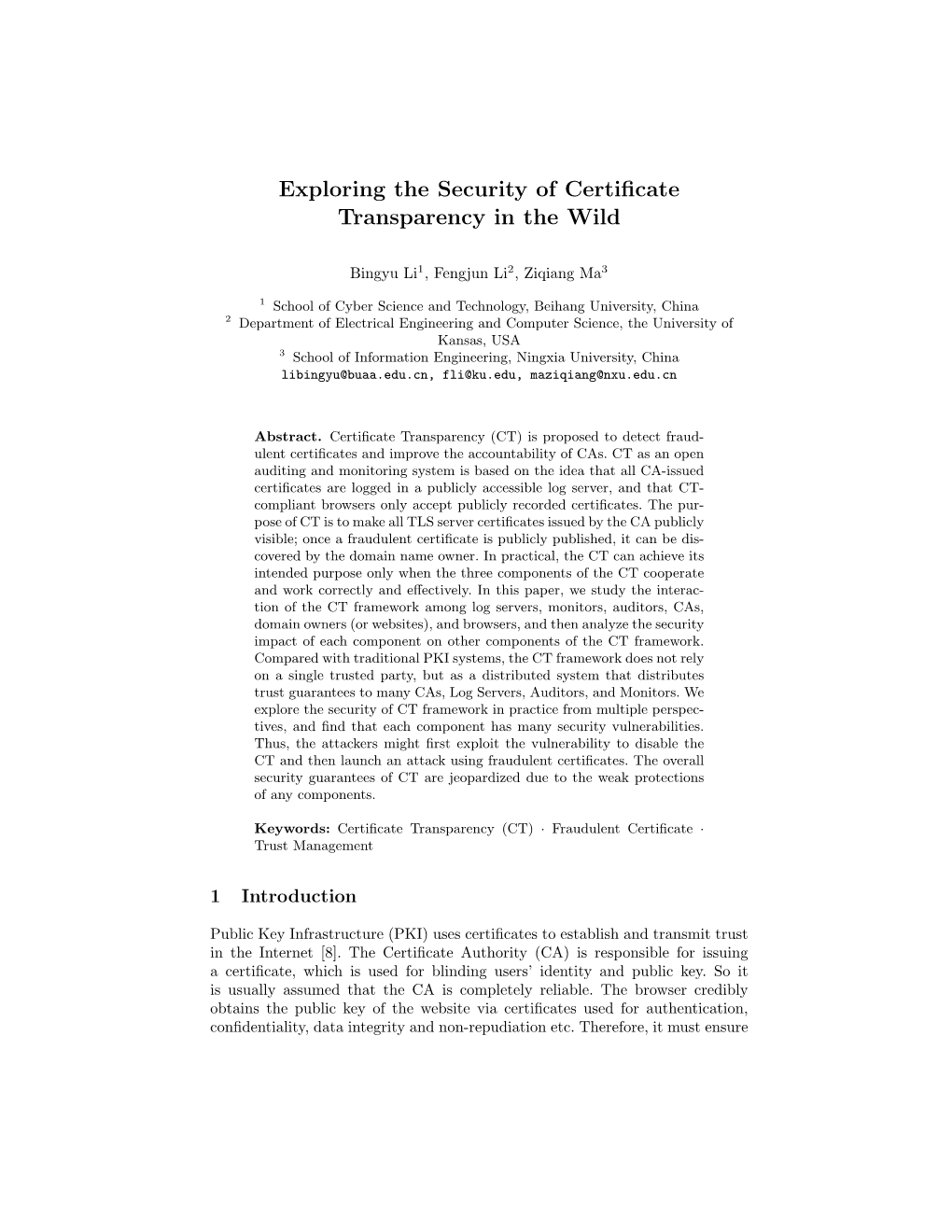 Exploring the Security of Certificate Transparency in the Wild