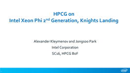HPCG on Intel Xeon Phi 2Nd Generation, Knights Landing