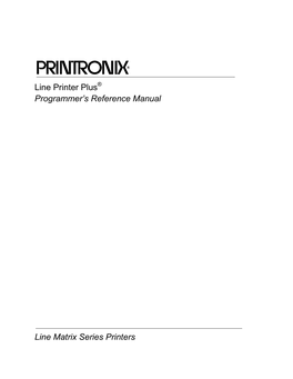 Line Printer Plus Programmer's Reference Manual Line Matrix