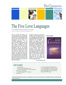 The Five Love Languages How to Express Heartfelt Commitment to Your Mate by Gary Chapman; Northfield Publishing, 1995