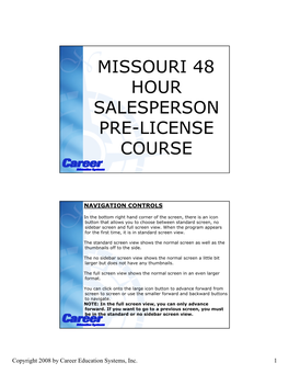 Missouri 48 Hour Salesperson Pre-License Course