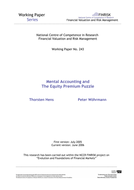 Mental Accounting and the Equity Premium Puzzle