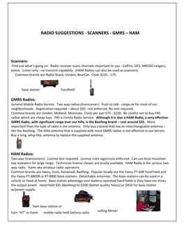 Radio Suggestions - Scanners - Gmrs – Ham