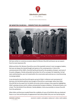 Sir Winston Churchill – Perspectives on Leadership