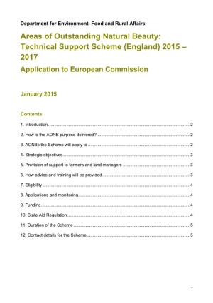Areas of Outstanding Natural Beauty: Technical Support Scheme (England) 2015 – 2017 Application to European Commission