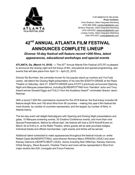 42 Annual Atlanta Film Festival