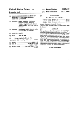 United States Patent (19) 11 Patent Number: 4,626,325 Trummlitz Et Al