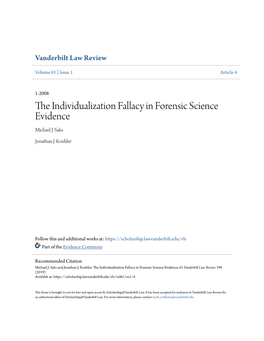 The Individualization Fallacy in Forensic Science Evidence