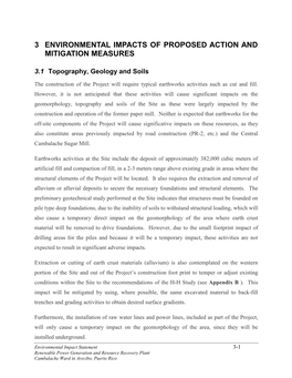 3 Environmental Impacts of Proposed Action and Mitigation Measures