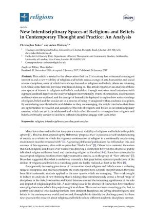New Interdisciplinary Spaces of Religions and Beliefs in Contemporary Thought and Practice: an Analysis