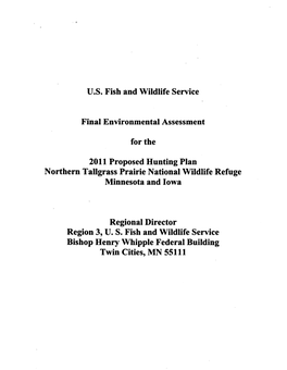 U.S. Fish and Wildlife Service Final Environmental Assessment for The