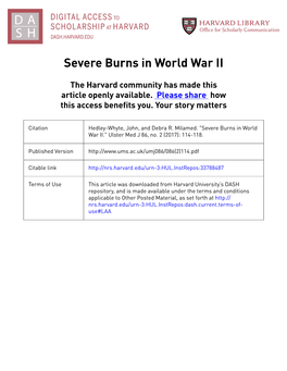 Severe Burns in World War II