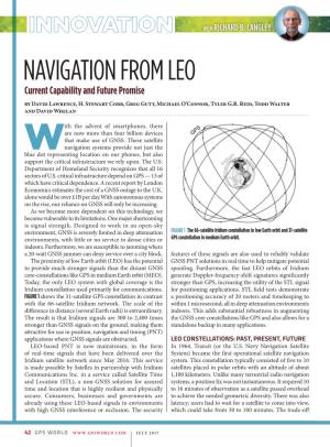 NAVIGATION from LEO Current Capability and Future Promise by David Lawrence, H
