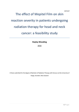 The Effect of Mepitel Film on Skin Reaction Severity in Patients Undergoing Radiation Therapy for Head and Neck Cancer: a Feasibility Study