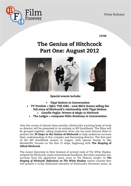 The Genius of Hitchcock Part One: August 2012