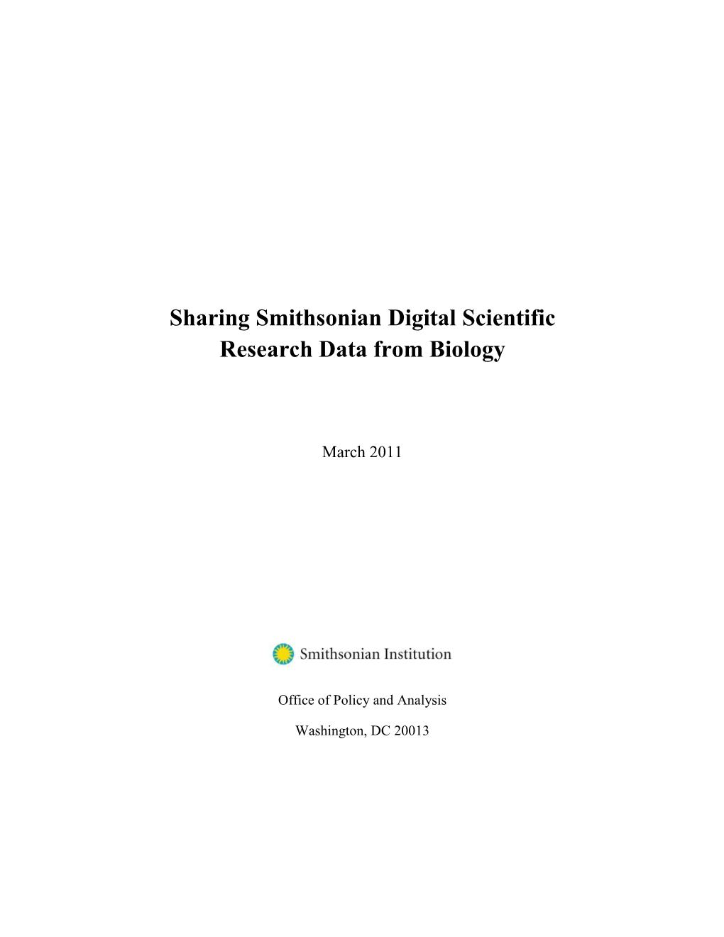 Sharing Smithsonian Digital Scientific Research Data from Biology