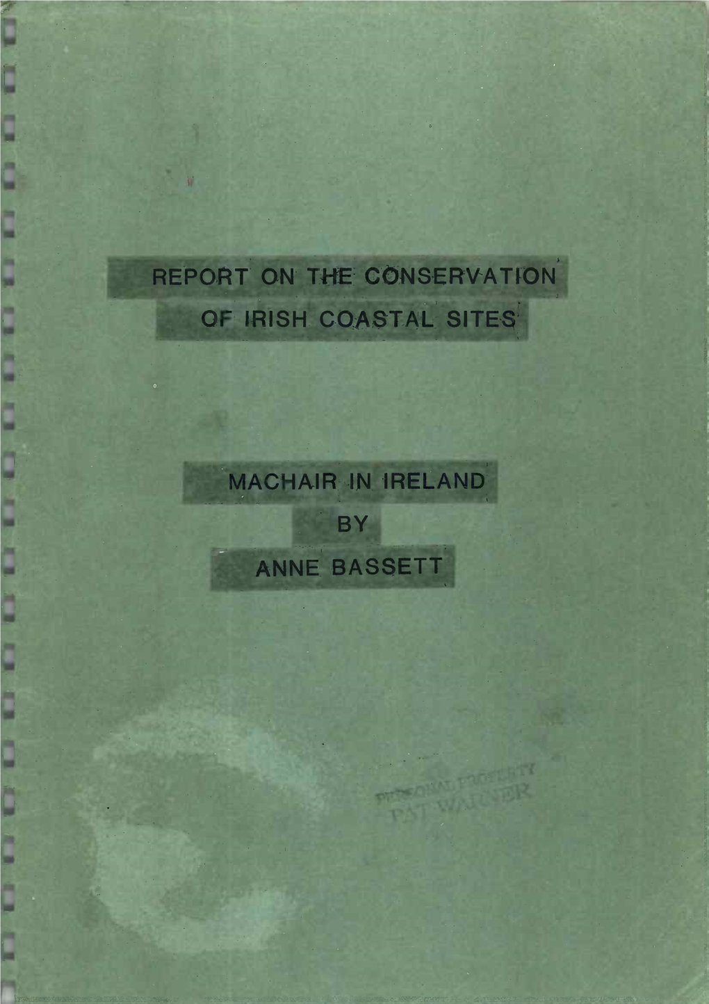 Report on the Conservation Value of Irish Coastal Sites: Machair in Ireland