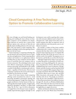 Cloud Computing: a Free Technology Option to Promote Collaborative Learning