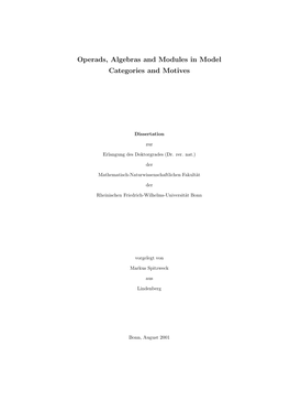 Operads, Algebras and Modules in Model Categories and Motives