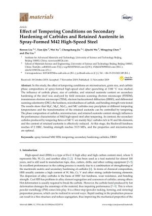 Effect of Tempering Conditions on Secondary Hardening of Carbides