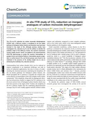 In Situ FTIR Study of CO2 Reduction on Inorganic Analogues of Carbon Monoxide Dehydrogenase† Cite This: Chem