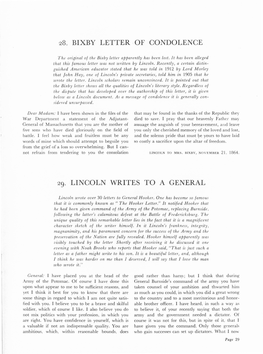 28. Bixby Letter of Condolence 29. Lincoln