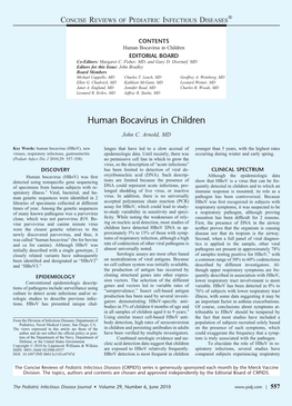 Human Bocavirus in Children EDITORIAL BOARD Co-Editors: Margaret C
