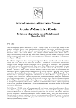 Archivi Di Giustizia E Libertà