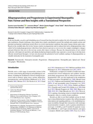 Allopregnanolone and Progesterone in Experimental Neuropathic Pain: Former and New Insights with a Translational Perspective
