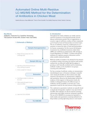 Automated Online Multi-Residue LC-MS/MS Method for the Determinationof Antibiotics in Chicken Meat