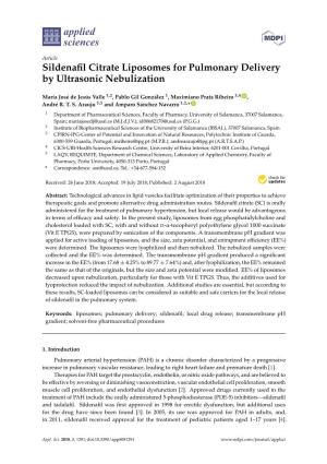 Sildenafil Citrate Liposomes for Pulmonary Delivery by Ultrasonic