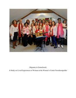 Migrants in Emmeloord; a Study on Lived Experiences of Women at the Women’S Center Noordoostpolder