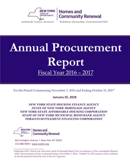 Annual Procurement Report Fiscal Year 2016 – 2017