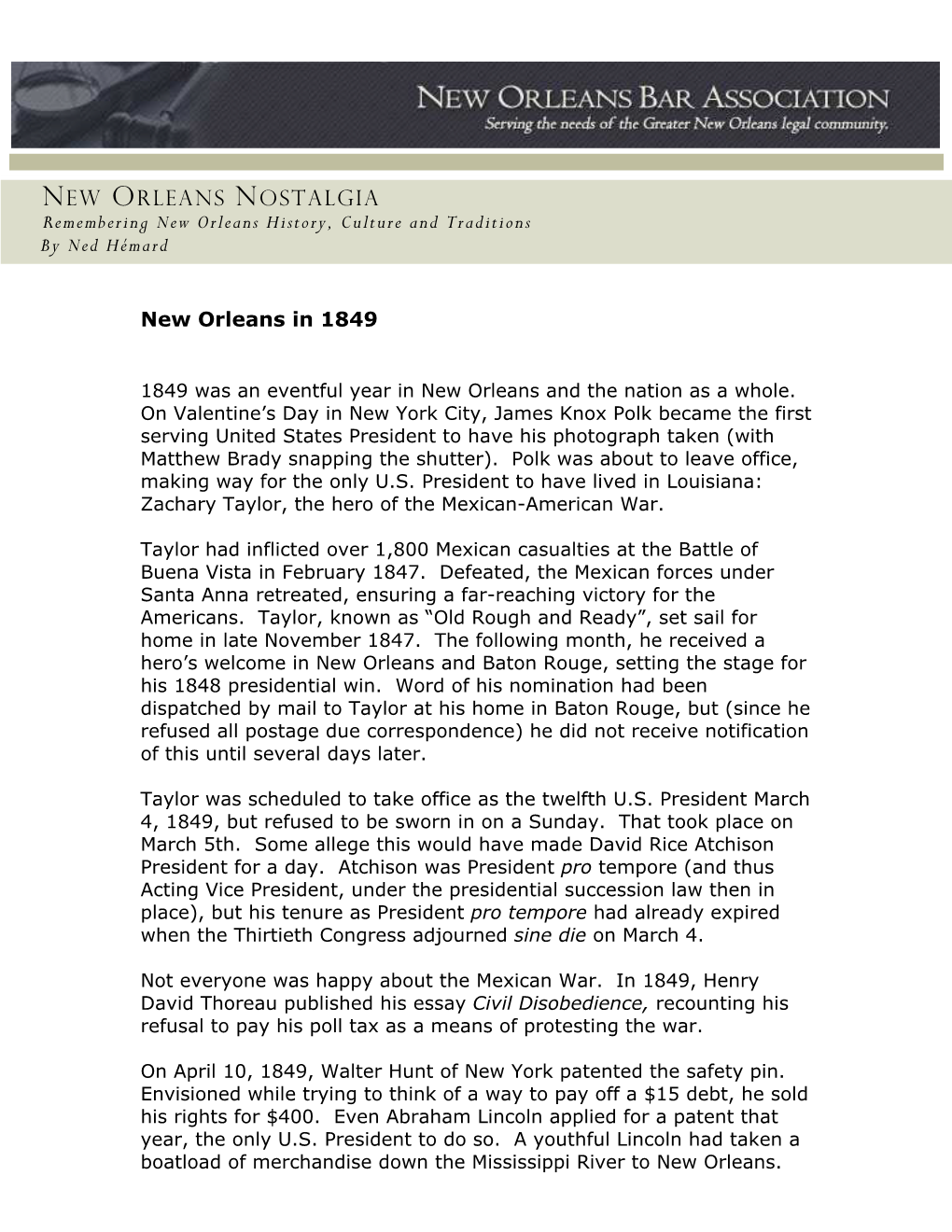 NEW ORLEANS NOSTALGIA Remembering New Orleans History, Culture and Traditions