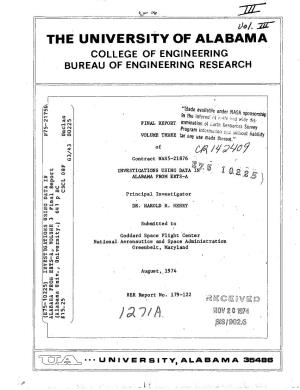 The University of Alabama College of Engineering Bureau of Engineering Research