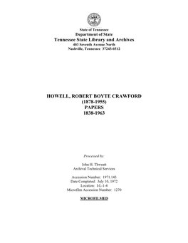 Robert Boyte Crawford Howell Papers, 1838-1963