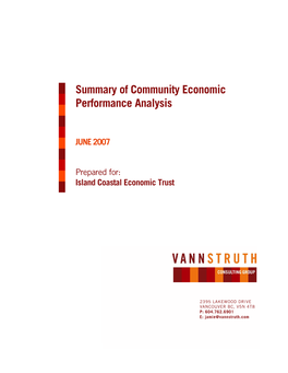 Summary of Community Economic Performance Analysis