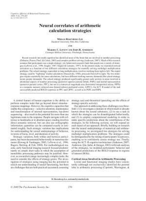 Neural Correlates of Arithmetic Calculation Strategies
