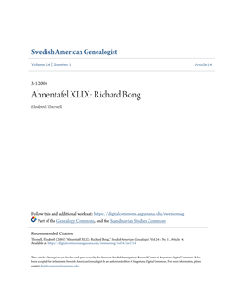 Ahnentafel XLIX: Richard Bong Elisabeth Thorsell