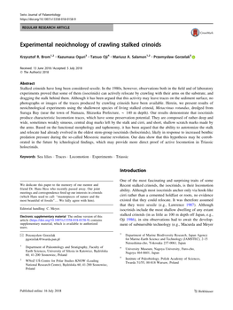 Experimental Neoichnology of Crawling Stalked Crinoids
