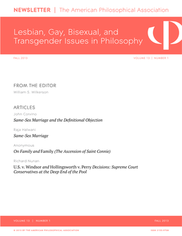 Lesbian, Gay, Bisexual, and Transgender Issues in Philosophy