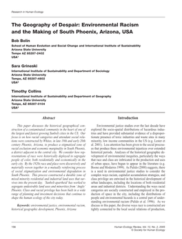 Environmental Racism and the Making of South Phoenix, Arizona, USA