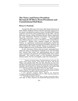 The Twice and Future President Revisited: of Three-Term Presidents and Constitutional End Runs