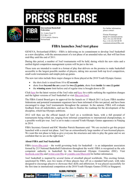FIBA Launches 3On3 Test Phase