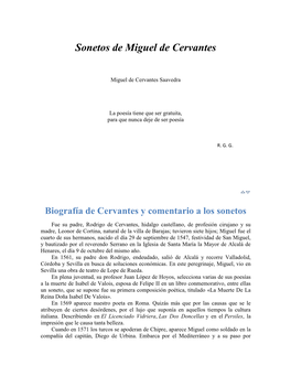 Sonetos De Miguel De Cervantes