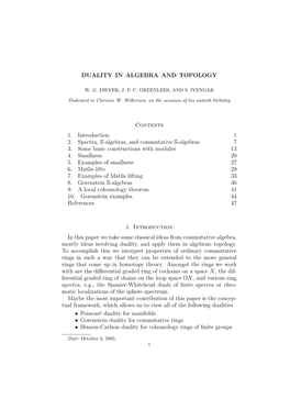 Duality in Algebra and Topology