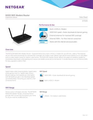 N300 Wifi Modem Router Essentials Edition Data Sheet D1500