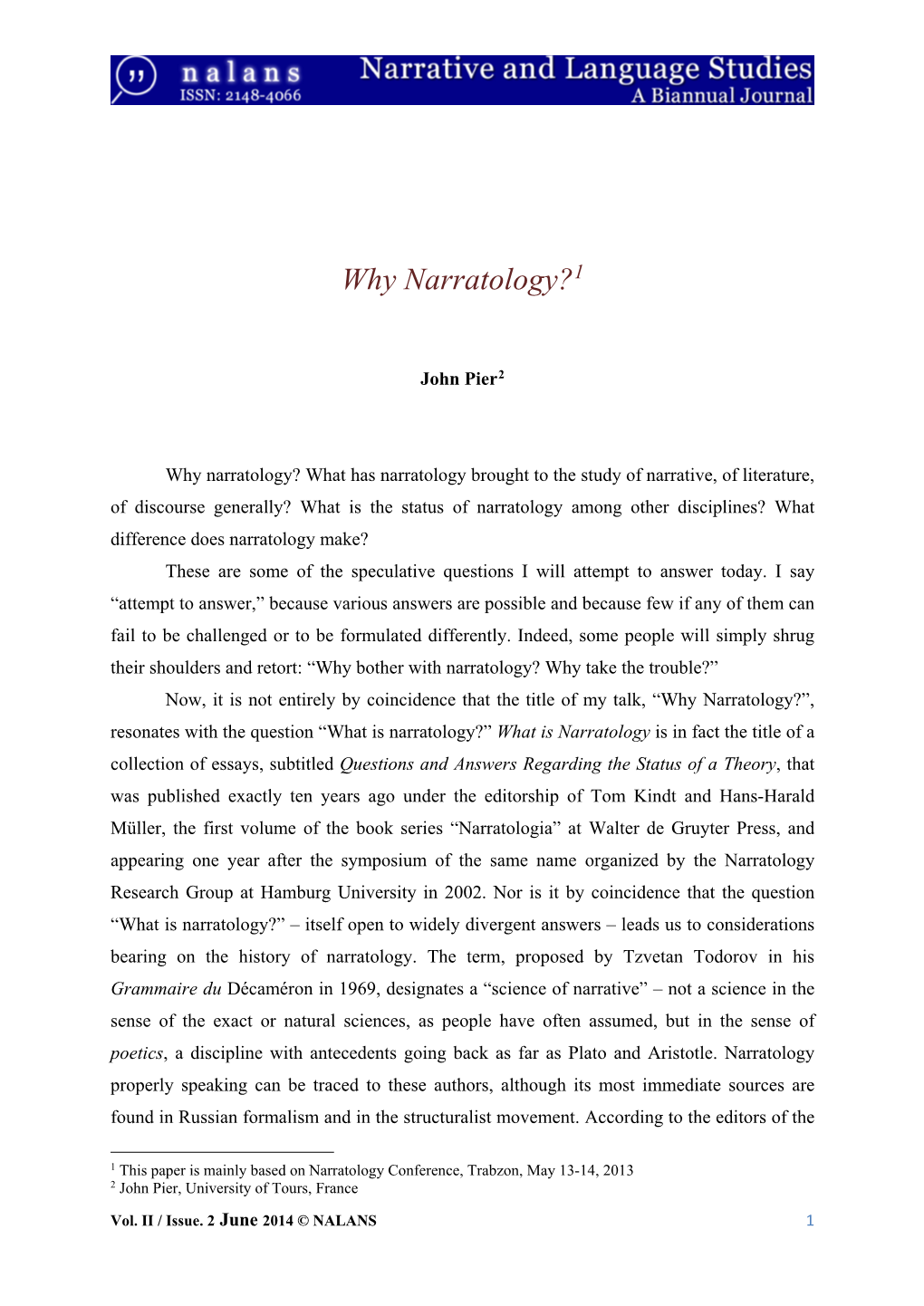 Why Narratology?1