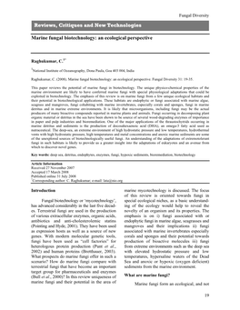 Raghukumar, C. (2008). Marine Fungal Biotechnology: an Ecological Perspective